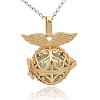Golden Tone Brass Hollow Round Cage Pendants KK-J237-05G-3