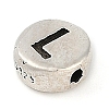 925 Sterling Silver Flat Round with Letter Beads STER-G044-01AS-L-2