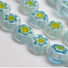 Handmade Millefiori Glass Flat Round Bead Strands LK-P011-M-4