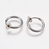 Tarnish Resistant 304 Stainless Steel Retractable Clip-on Hoop Earrings X-STAS-K171-53P-2