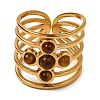 Cross Natural Tiger Eye Finger Rings RJEW-Q822-41G-02-2