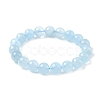 Natural Aquamarine Round Bead Stretch Bracelets for Men Women BJEW-U034-01A-04-4