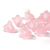 Pink Frosted Transparent Acrylic Flower Beads X-PLF018-02-6