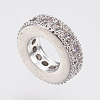 Brass Micro Pave Cubic Zirconia Rondelle European Beads ZIRC-F083-094P-RS-2