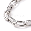 Clear Cubic Zirconia Oval Link Chain Bracelet BJEW-E015-01P-2