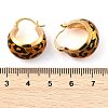 Leopard Print Brass Enamel Hoop Earrings for Women EJEW-U055-11A-G-3