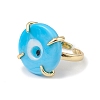 Lampwork Evil Eye Open Cuff Ring RJEW-C051-01G-03-2