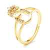 Clear Cubic Zirconia Initial Letter with Crown Adjustable Ring RJEW-M139-17O-1