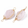 Natural Rose Quartz Links connectors G-T131-04D-3