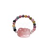 Adjustable Natural Multicolor Tourmaline Bead Finger Rings FS-WGFFDB9-01-2