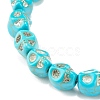 Synthetic Turquoise(Dyed) Skull Stretch Bracelet BJEW-JB08068-01-4