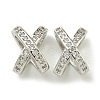 Letter X Rack Plating Brass Micro Pave Cubic Zirconia European Beads KK-K386-15P-1