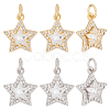 8Pcs 2 Colors Brass Cubic Zirconia Charms ZIRC-BBC0001-75-1