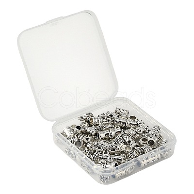 75Pcs 15 Styles Tibetan Style Alloy Tube Bails FIND-FS0004-50-1