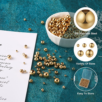 400Pcs 5 Style 304 Stainless Steel Beads STAS-MP0001-10-1