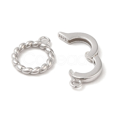 Rhodium Plated 925 Sterling Silver Fold Over Clasps STER-G038-06P-1