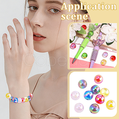 30Pcs UV Plating Opaque Acrylic Beads OACR-PH0004-83-1