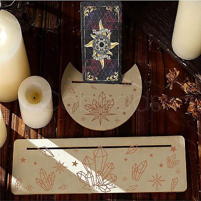 2Pcs 2 Style Natural Wood Card Stand for Tarot DJEW-GF0001-23-1