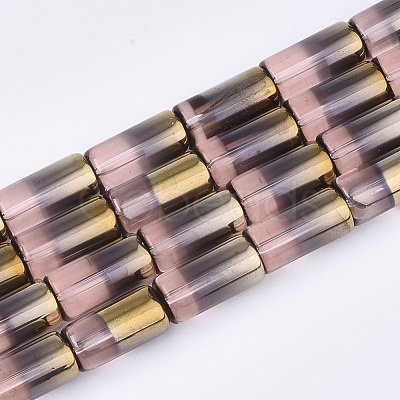 Half Electroplate Glass Beads Strands EGLA-S177-01G-1