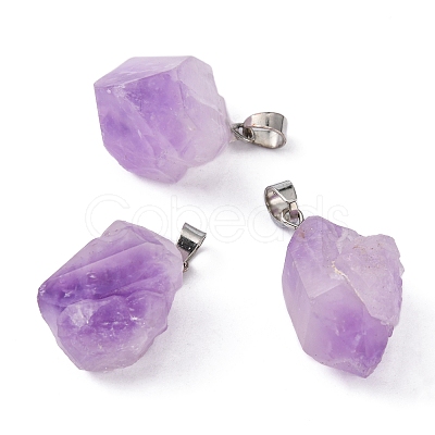 3Pcs Natural Amethyst Pendants G-FS0001-01-1