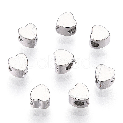 Rhodium Plated 925 Sterling Silver Beads STER-T004-75P-1