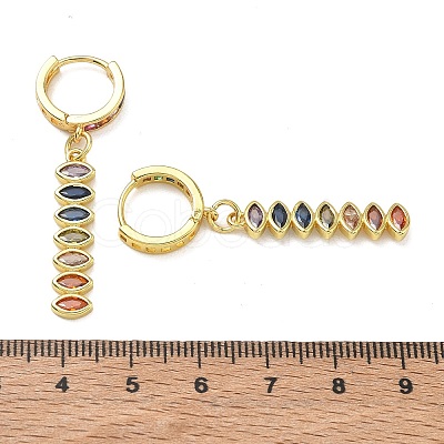 Brass Pave Cubic Zirconia Hoop Dangle Earrings KK-CBAD9DF-02G-A-1