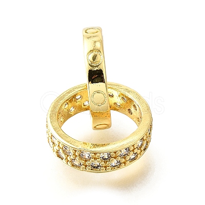 Brass Micro Pave Clear Cubic Zirconia Beads KK-V008-14B-G-1