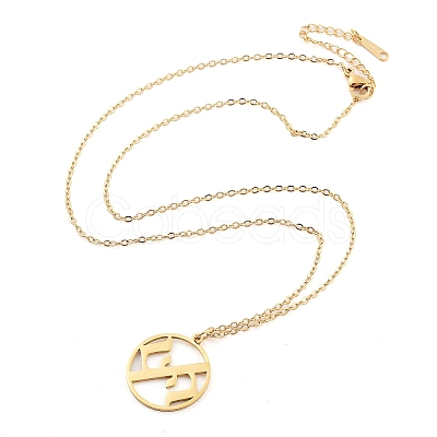 304 Stainless Steel Pendant Necklaces NJEW-P306-01G-1