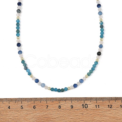 Natural Apatite Faceted Round Beaded Necklaces NJEW-JN06430-02-1