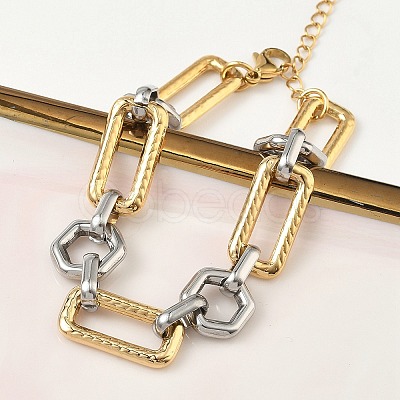 304 Stainless Steel Link Chain Bracelets for Women BJEW-A169-01GP-1