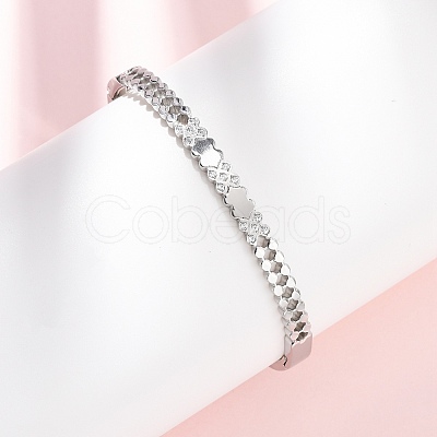 304 Stainless Steel Micro Pave Cubic Zirconia Hinged Bangles for Women BJEW-Z146-03P-1