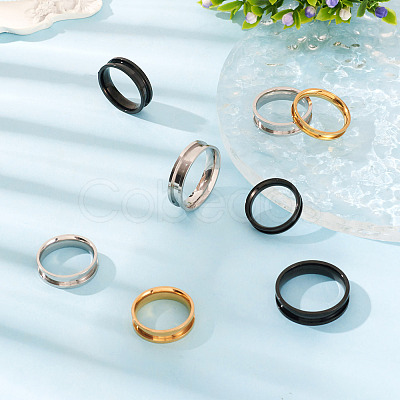 12Pcs 6 Size 201 Stainless Steel Grooved Finger Ring Settings RJEW-TA0001-05P-1