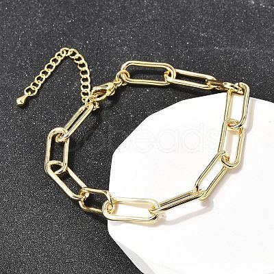 Brass Paperclip Chain Bracelets for Women BJEW-H639-09G-1