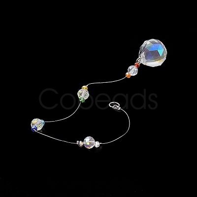 Glass Teardrop Pendant Decorations HJEW-TA00015-1