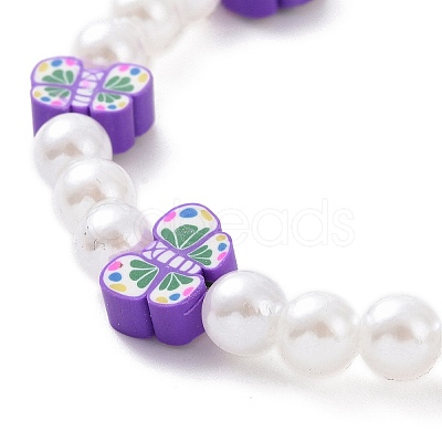 Cute Polymer Clay & ABS Plastic Pearl Beaded Necklace & Stretch Bracelet SJEW-JS01267-1