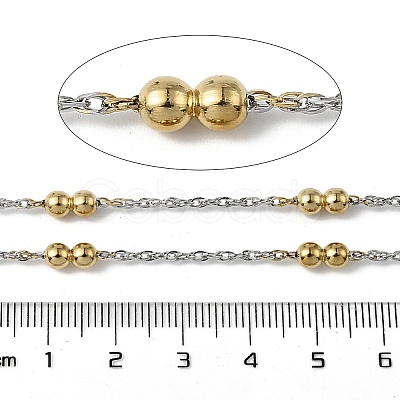 304 Stainless Steel Double Beads Cable Chains CHS-K022-01B-GP-1