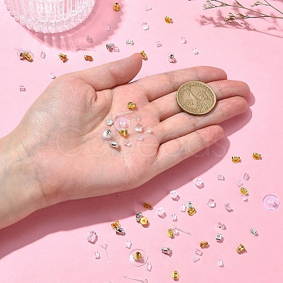 488Pcs 12 Styles Plastic Brass Ear Nuts FIND-YW0005-03-1