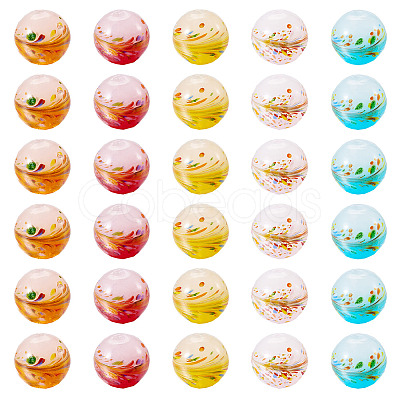 30Pcs 5 Colors Handmade Lampwork Beads LAMP-TA0001-51-1