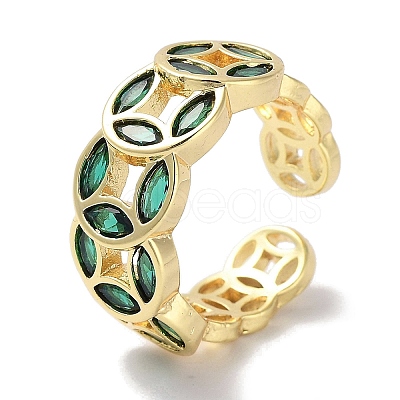 Brass Micro Pave Cubic Zirconia Cuff Rings RJEW-G310-20G-1