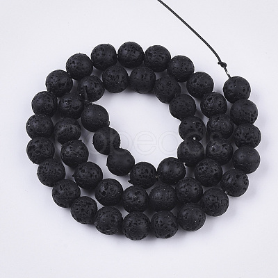 Spray Painted Natural Lava Rock Beads Strands G-N0324-B-01-1