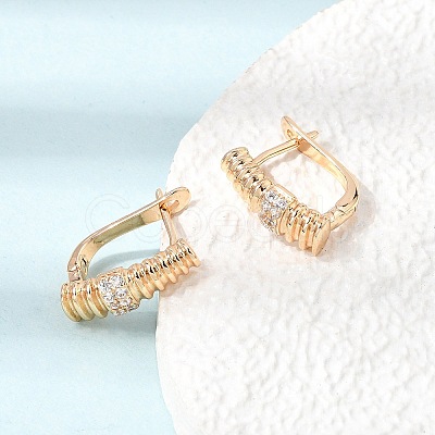 Brass Micro Pave Cubic Zirconia Hoop Earrings KK-CBACA55-08G-1