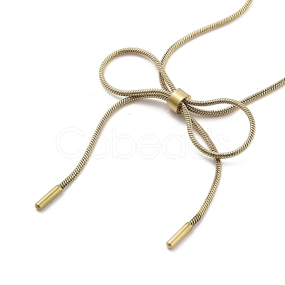 304 Stainless Steel Round Snake Chain Bowknot Pendant Necklaces for Women NJEW-Z050-01G-01-1