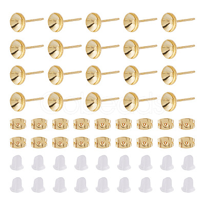 50Pcs Brass Earring Settings KK-TA0008-38B-1