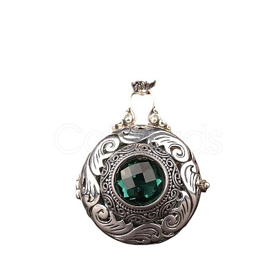 Alloy & Glass Hollow Flat Round Cage Pendant Necklaces for Diffuser Ball FS-WGCD084-01-1