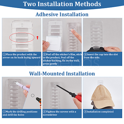 2Pcs PVC Baseball Cap Wall Mounted  Storage Rack AJEW-ME0002-47A-1