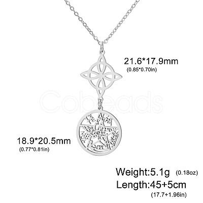 Witch Knot 304 Stainless Steel Hollow Pendant Necklaces for Women FS-WGCB0A9-15-1