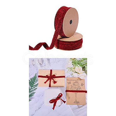 Polyester Chenille Ribbon OCOR-WH0097-36A-1