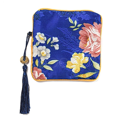 Chinese Style Floral Cloth Jewelry Storage Zipper Pouches AJEW-D063-01H-1