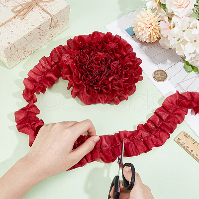 5 Yards Polyester Ruffled Trimming Lace Ribbon OCOR-WH0091-76A-1
