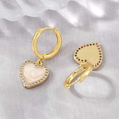 Brass Micro Pave Cubic Zirconia Hoop Dangle Earrings KK-CBA8324-16G-02-1